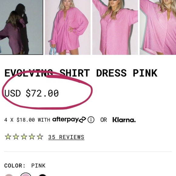 NWOT Princess Polly Pink EVOLVING SHIRT Button Down Dress - Picture 2 of 16